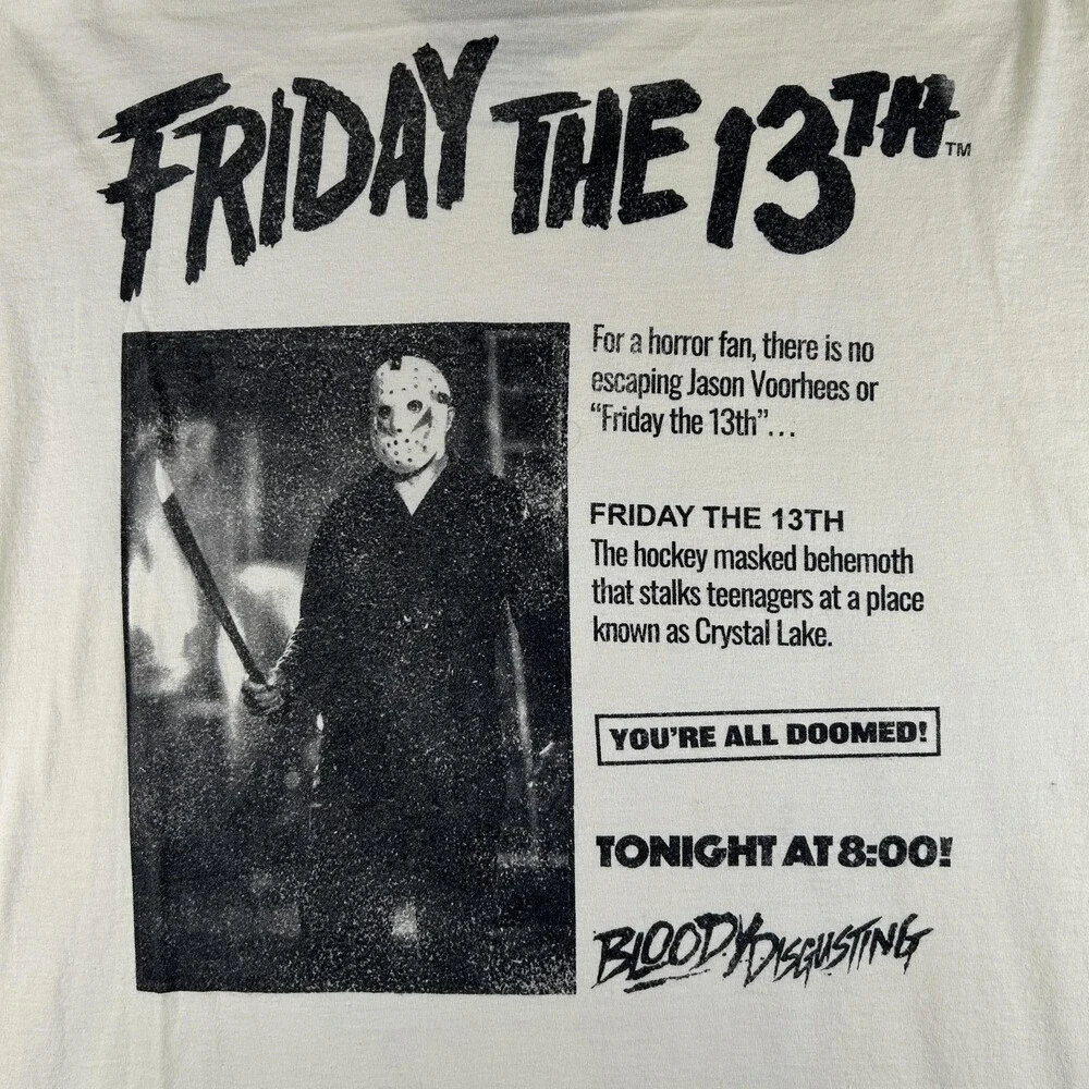 Friday The 13th Shirt Mens 2XL Beige Bloody Disgusting Spirit Halloween Jason